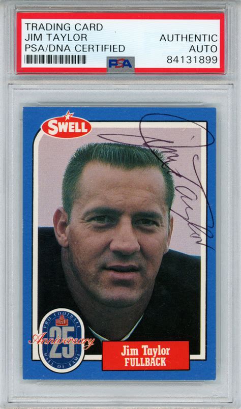 Jim Taylor Autographed/Signed 1988 Swell #113 Trading Card PSA Slab ...