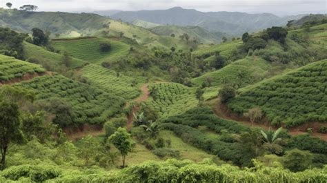 Premium AI Image | Coffee plantation Landscape with coffee trees ...