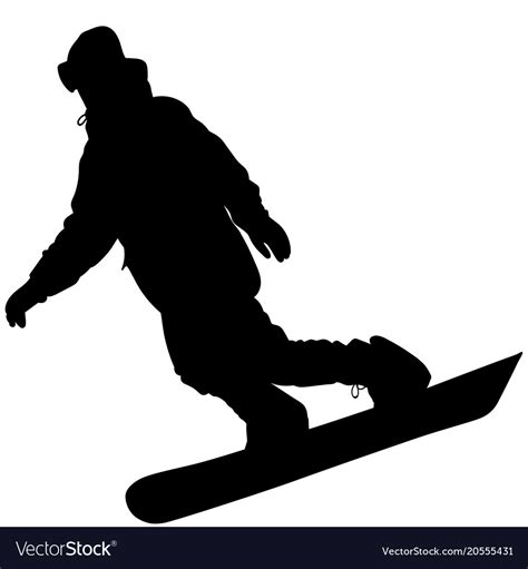 Black silhouette of a snowboarder Royalty Free Vector Image