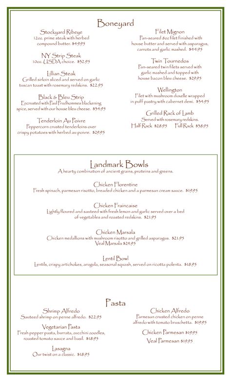 MENU – Landmark Restaurant | Jamestown New York Fine Dining