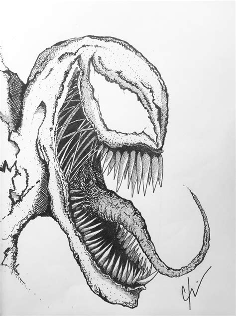 VENOM- Recently I started re-training myself to draw with pen and ink ...