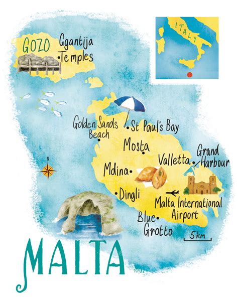 Malta Beaches Map