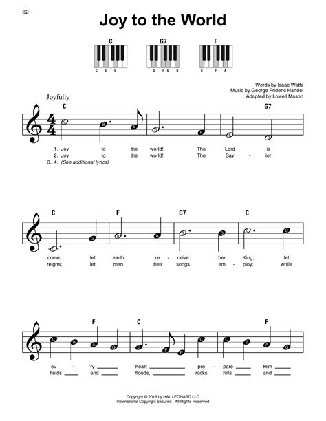 Joy To The World by George Frideric Handel Sheet Music for Super Easy ...