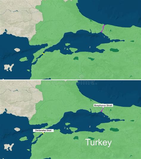 The Map of Bosphorus and Dardanelles Strait with Text, Textless Stock ...