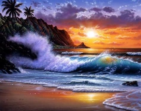 Waves Crashing On The Beach Painting Pictures, Photos, and Images for ...