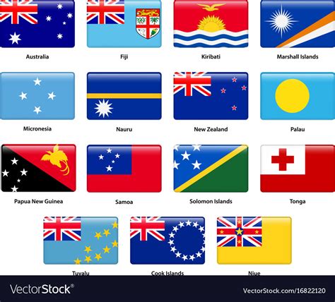 Set all flags countries oceania Royalty Free Vector Image