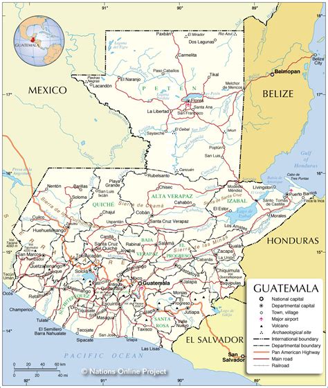 Administrative Map of Guatemala - Nations Online Project