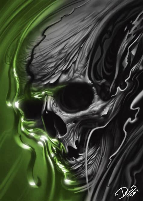 Green Skull by Disse86 on DeviantArt | Skull art, Skull artwork, Skull