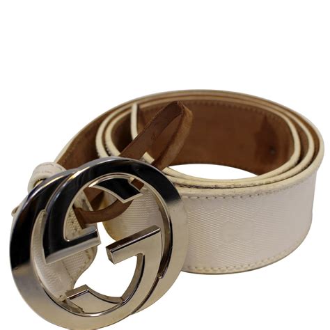 Gucci Belt Interlocking G Leather White Size 41