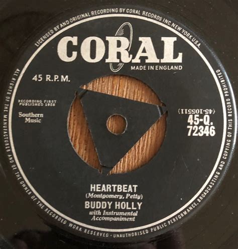 Buddy Holly - Heartbeat (1958, 3 Prong Tri Centre Push Out, Vinyl ...