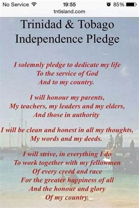 Trinidad and Tobago Independence Pledge