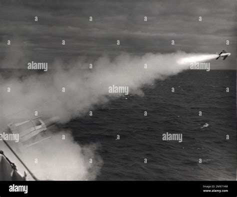 Short Seacat ship-to-air missile is launched Stock Photo - Alamy