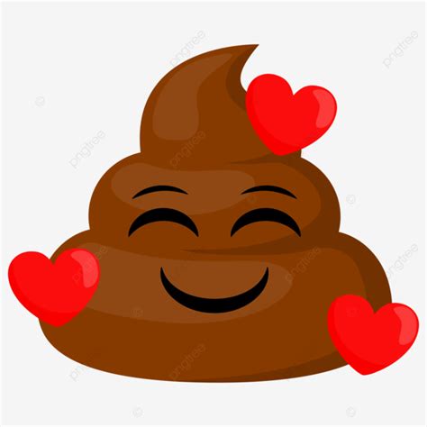 Cute Poop Emoji With Happy Lovely Face Vector, Poop, Emoticon, Happy ...