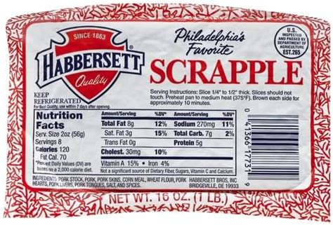 Habbersett Scrapple - 16 oz, Nutrition Information | Innit