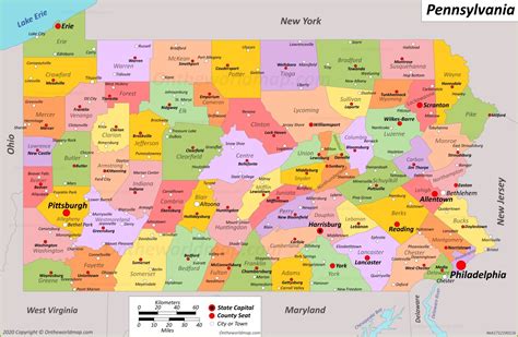 Pennsylvania Map With Cities And Towns - Map Of Wake