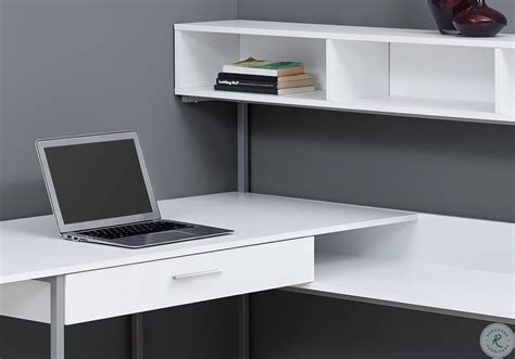 White and Silver Corner Computer Desk | HomeGalleryStores.com | 7162