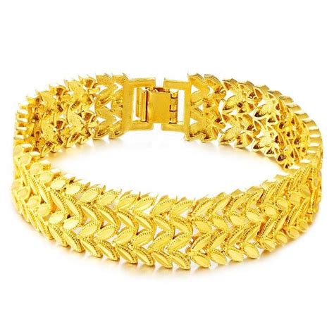 Fashion 24k Gold Bracelet For Women Jewelry Charm Bridal Wedding ...