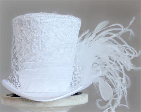 White Mini Top Hat Wedding Hat Bridal Mini Top Hat Tea - Etsy