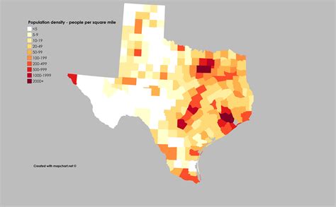 Texas Population Density Map - State Map