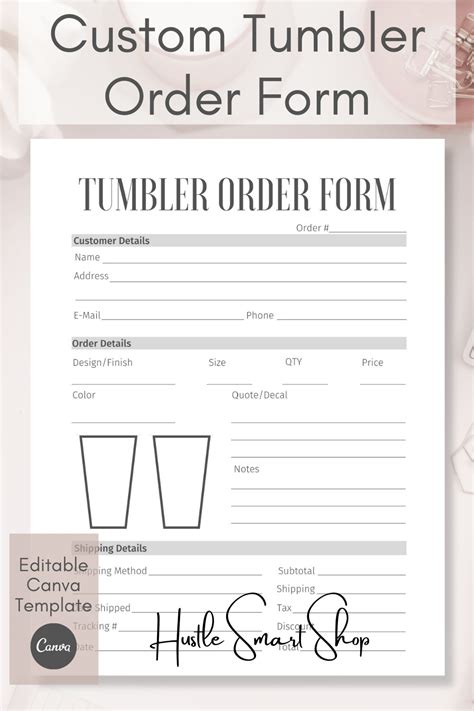 Downloadable Printable Free Tumbler Order Form Template - Printable ...