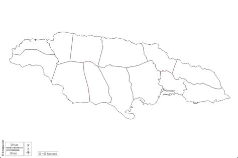 Blank Map Of Jamaica - Cities And Towns Map