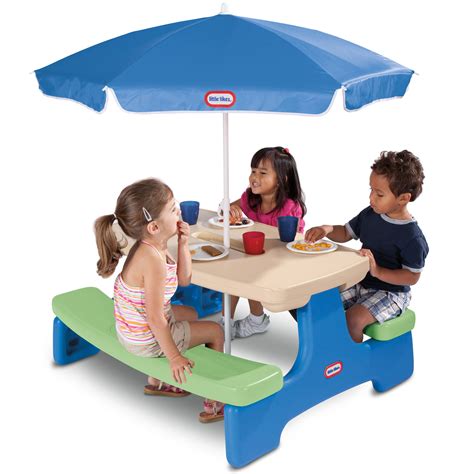 Little Tikes Easy Store Kids Picnic Table with Umbrella - Walmart.com ...