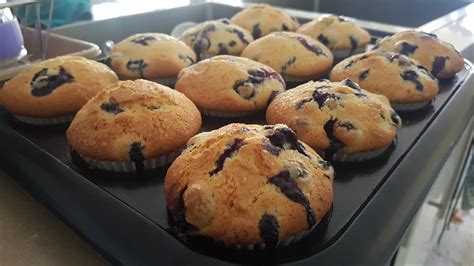 Blueberry muffins fresh from the oven! : r/Baking