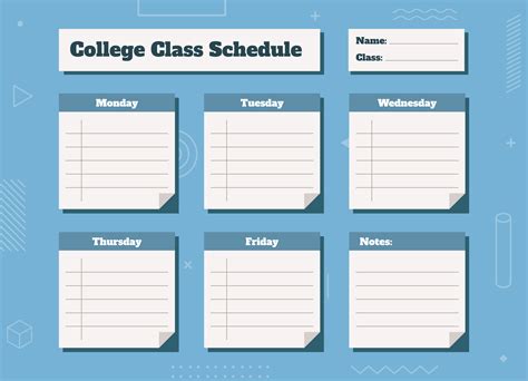 College Class Schedule Blank