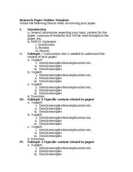 General Research Paper Outline Template by Simply Secondary Social Studies