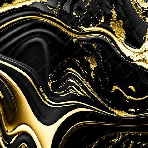 Premium AI Image | Gold and white Patterned natural of Black marble ...