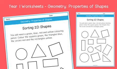 Year 1 | Sorting 2D Shapes Worksheets | KS1 Geometry: Properties of ...