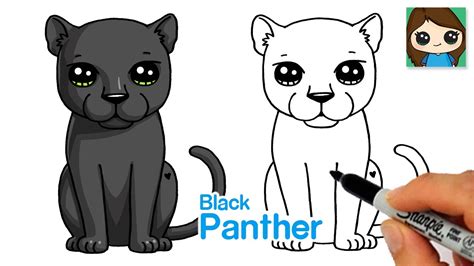 How to Draw a Black Panther Easy | Cute Cartoon Animal