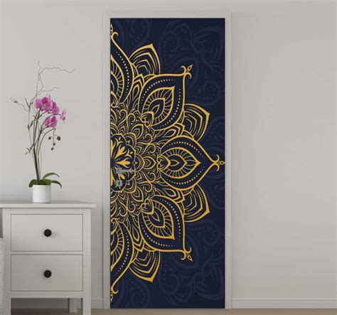 Golden luxury mandala glass door sticker - TenStickers