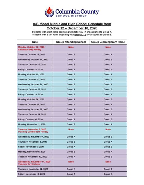 Columbia County School District releases A/B schedule update | WJBF