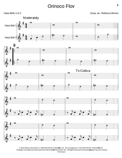 Orinoco Flow - Score Only (arr. Rebecca Bromwell) by Enya Sheet Music ...