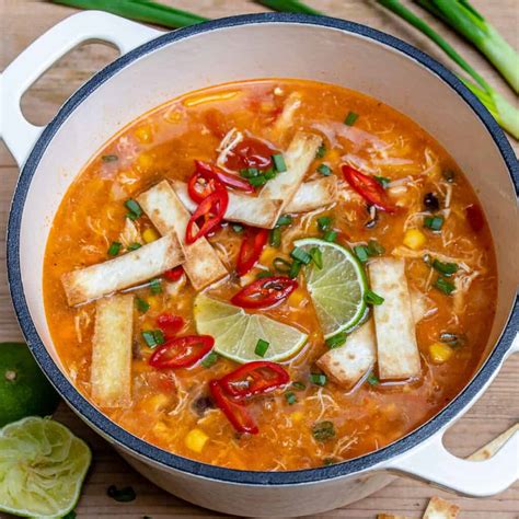 Easy Chili Chicken Tortilla Soup | Healthy Fitness Meals