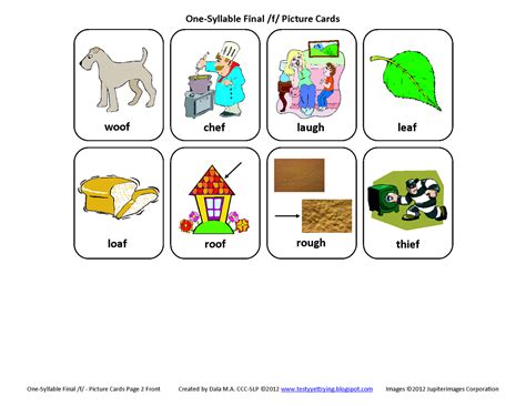 Testy yet trying: Final F: Free Speech Therapy Articulation Picture Cards