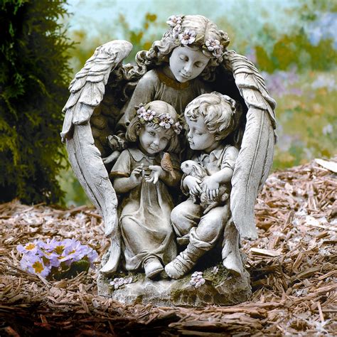 Roman, Inc. Angel with Children Statue | Angel garden statues, Angel ...