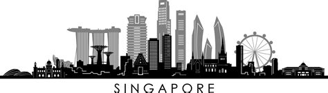 SINGAPORE City SKYLINE Outline Silhouette Vector svg eps jpg | Etsy