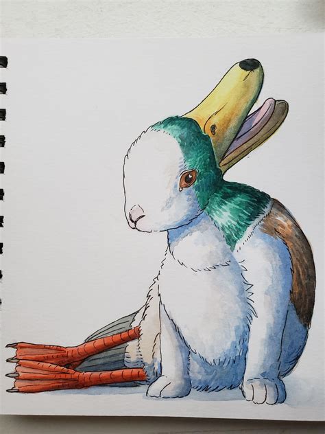 Duck rabbit, based on the optical illusion : r/Watercolor