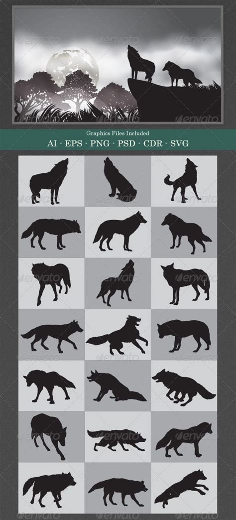 Wolf Silhouettes - Animals Characters Dog Tattoos, Girl Tattoos, Sleeve ...