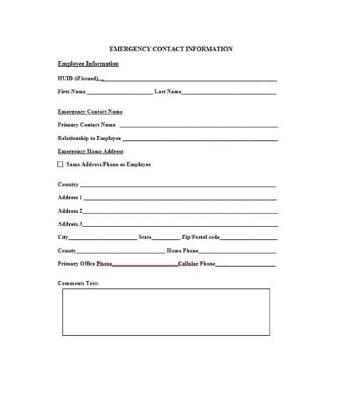 Free Printable Emergency Contact Form