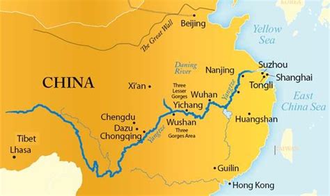 Yangtze River Map|Yangzte Three Gorges Map|Chang Jiang Map | Hang Zhou ...