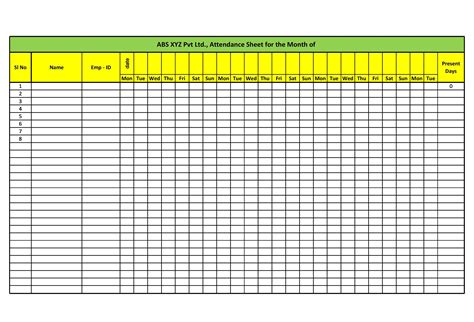 Printable Attendance Sheets Free