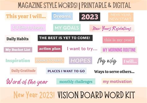 2023 Vision Board Printable Vision Board Digital 2023 - Etsy