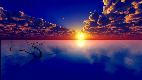 Download Horizon Sea Ocean Sun Cloud Sky Nature Sunrise HD Wallpaper