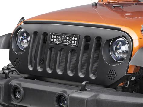 Deegan 38 Jeep Wrangler Grille w/ 10 in. LED Light Bar J130676 (07-18 ...