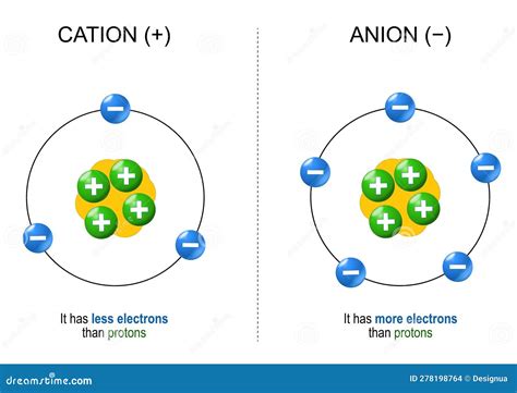 Cations And Anions. Structure Of Ions Vector Illustration ...