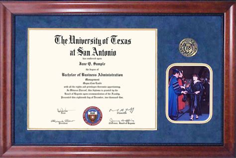 UT San Antonio (UTSA) Diploma Frame with Graduation Photo by Wordyisms