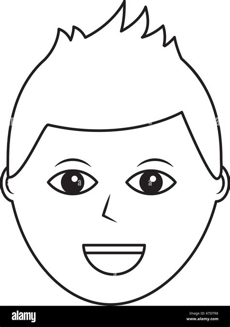 cartoon face man male character person vector illustration outline ...